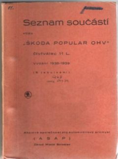 Seznam součástí vozu Škoda Popular SV (originál)