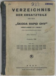 Verzeichnis der ersatzteile des PKW Škoda Rapid OHV (originál)