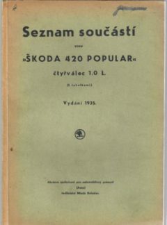 Seznam součástí vozu Škoda 420 Popular (originál)