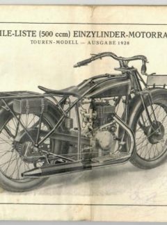 NSU Ersatzteile-Liste (500 ccm) Einzylinder-Motorad