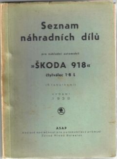 Seznam náhradních dílů pro nákladní automobil Škoda 918 (originál)