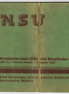 NSU Ersatzteile-Liste (500 ccm) Einzylinder-Motorad
