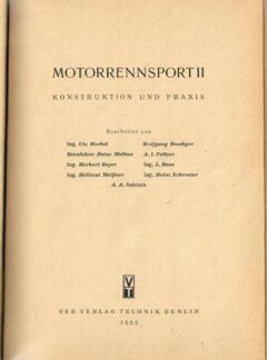 Motorrennsport II, konstruktion und praxis