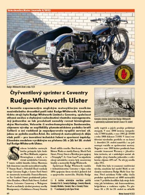 Motor Journal 04/2023 Rudge Whitworth Ulster 1929 Motor Journal 04/2023 Rudge Whitworth Ulster 1929