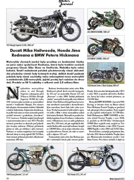 Motor Journal 6/2023 Aukce Bonhams ve Staffordu – Ducati Mika Hailwooda, Honda Jima Redmana a BMW Petera Hickmana Motor Journal 6/2023 Aukce Bonhams ve Staffordu – Ducati Mika Hailwooda, Honda Jima Redmana a BMW Petera Hickmana