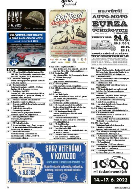 Motor Journal 6/2023 Kalendář akcí Motor Journal 6/2023 Kalendář akcí