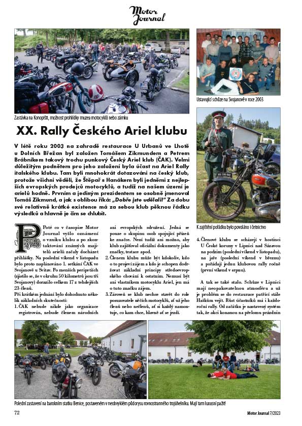 Motor Journal 7/2023 – Rally Českého Ariel klubu