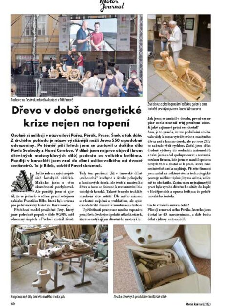 MJ_2023_08-60 Motor Journal 8/2023 – Dřevo v době energetické krize nejen na topení – Jawa 550 Pavla Svobody z Horní Cerekve