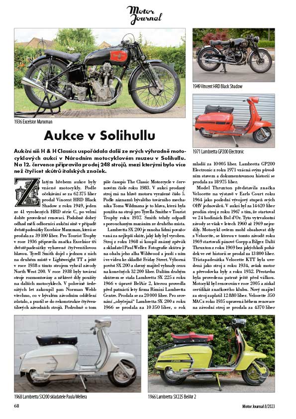 Motor Journal 8/2023 – H & H Classics – Aukce v Solihullu
