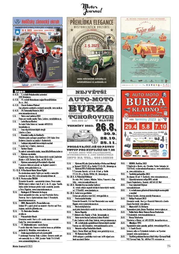 Motor Journal 8/2023 – kalendář akcí